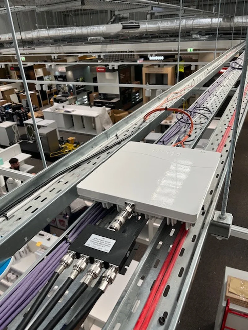 a photograph of a factory floor plan with a conveyor belt